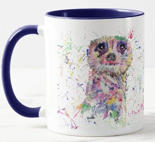 Vixar Erdmännchen Dessert Wildtiere Aquarell Kunst Farbige Tasse Tasse Geschenk Geburtstag Arbeit Büro Weihnachten Tee Kaffee (Navy)