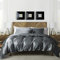 Luofanfei Satin Bettwäsche 135x200cm 4teilig Grau Anthrazit Dunkelgrau Glänzend Seide Glatt Bettbezug Set Luxus Einfarbig Bettwäsche Set Glanzsatin Polyester Einzelbett mit Reissverschluss