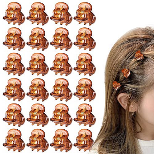 PLABBDPL 24 minipinzas para el pelo, 1,5 cm, pequeñas pinzas para el pelo de plástico antideslizante, minipinzas para el pelo para niñas y mujeres (champán)
