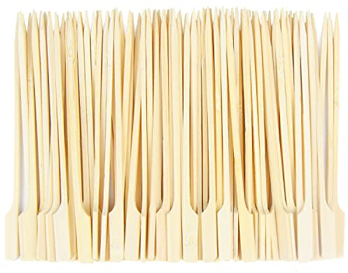 VEYLIN Barbecue Skewers,100pcs Bamboo Paddle Skewers Bamboo Sticks for BBQ Cocktail Sticks (9cm)