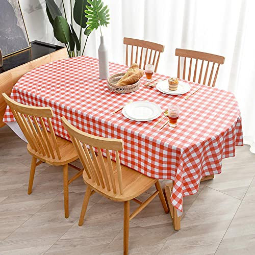 XQSSB Tisch Decke aus Premium Rechteckige Anti Heißes PVC Tischabdeckung Gartentischdecke für Gastronomie Feste Party Hochzeiten Rot 140 × 220 cm