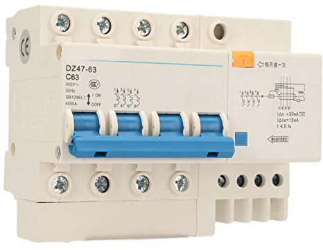AC 400V Leitungsschutzschalter Hutschiene 63A 4P Leckage Schutz Überlastschutz Luftschalter Sicherungsautomat für Wohnbeleuchtung Verteilerleitungen Solar PV Anlage