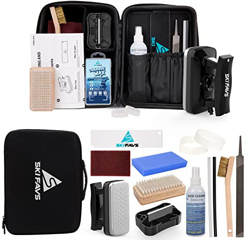 Skifavs Ski/Snowboard Wax Kit, Ski Tuning & Waxing Kit mit Wachsbügeleisen, Komplettes Basic Wax Set - Professionelles Tuning Equipment, All Temperature Wax, Base Cleaner, Bürste, Wachsschaber, P-tex,