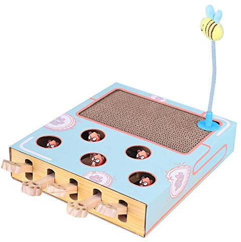 Cat Enrichment Toys For Indoor Cats, Indoor Cats Enrichment Toys - Catch Mice Cat Toy With Cat Scratching Pad, Cat Cardboard Box With Spring Plush Toys, Cat Interactive Toy