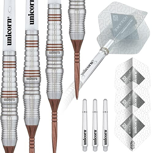 Unicorn Steeltip Dartpfeile Set | Swytch | 80% natürliches Wolfram Barrels mit Rosso Akzenten & Rosso Volute Converta Points | 23g