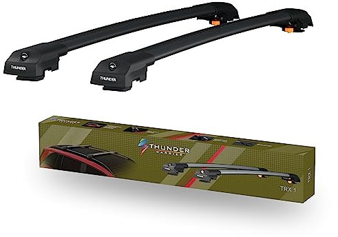 Thunder Carrier TRX1 Roof Rack For DACIA DUSTER 2010-2013 Black Aluminium Roof Rack Cross Bars Lockable - Fit Raised Side Rails Roof Rails Cross Bar, Rail Carrier Anti-Theft