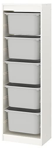 Ikea TROFAST Aufbewahrungskombination mit Boxen, 46x30x145 cm, weiß/grau