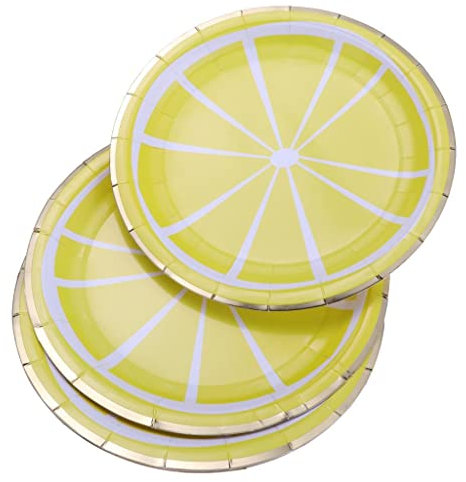 pistro 8 platos de papel desechables estilo limón, 23 cm