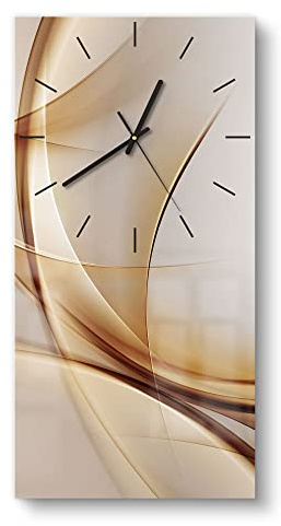 DEQORI Glasuhr | horizontal 30x60 cm | Motiv Elegante Goldene Wellen | große XXL Design Uhr aus Glas | leise Wanduhr für Wohnzimmer & Küche | moderne Hingucker Uhr für die Wand