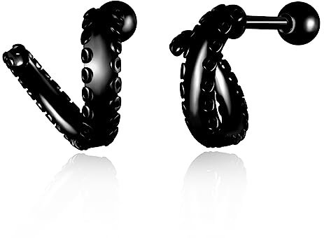 feilok Ohrringe Edelstahl Krake Oktopusfinger Piercing Ohr Lünette Piercing Ohrstecker für Herren Damen