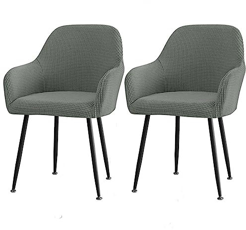 CLGTY Stuhlhussen Mit Armlehne Stretch, Weich Stuhlhussen Abnehmbar Bürostuhl Bezug Waschbar Hussen Für Stühle Für Esszimmer-grau-A-2 Stück