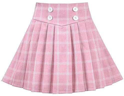 Mädchen Rock Rosa Netz Überprüfen Plaid Gefaltet Schule Tennis Mini Beiläufig Gr. 116-122,Rosa Plaid,Size 7-8