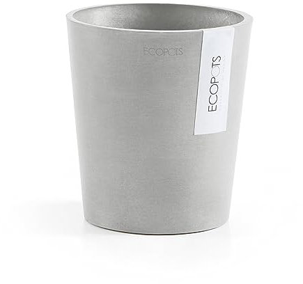 Ecopots Blumentopf Morinda für Orchideen - hell grau - Durchmesser Ø 14 cm rund - mit Wasserablauf - Pflanzentopf aus Recycling Kunststoff - modern für Indoor und Outdoor