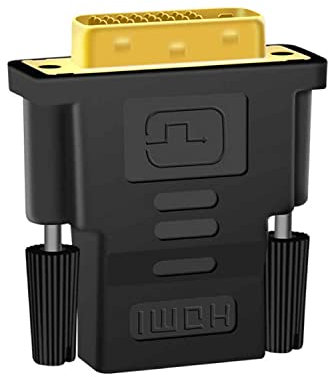 Beigemo Adaptateur DVI vers HDMI (24+1), Adaptateur HDMI Femelle vers DVI mâle 1080P Full HD Noir
