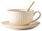 FülleMore Retro Keramik Teetasse Espressotassen mit Unterteller 280ml Kaffeetasse Cappuccino Tassen mit Löffel Teetasse Porzellanbecher Geschenktasse Set (Beige)