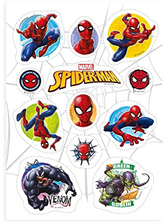 Dekozauber24 Spiderman Essbare Muffinaufleger, 12 Stück, zuckerfrei, Tortendeko Kindergeburtstag Muffin Cupcake Party Deko Superheld