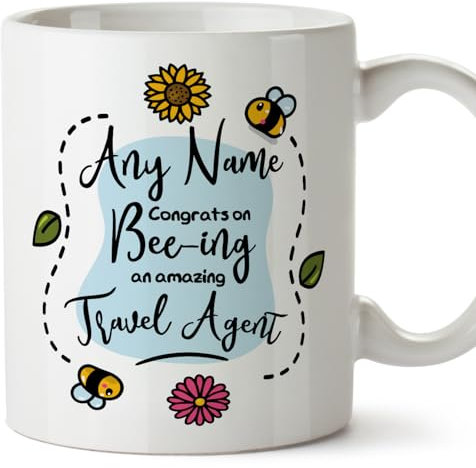 MUGFFINS Personalised Mug for Travel Agent - in English - Thanks for Beeing - Funny Custom Gift for Colleagues - Ceramic 11oz Mug