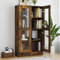 Homgoday Vitrine en verre avec 4 compartiments 2 portes, vitrine de salon, buffet, salle à manger, buffet cuisine Vitrine en bois ingénierie chêne fumé 82,5 x 30,5 x 150 cm