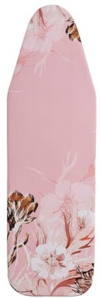 SHERWOOD Ironing Board Cover 124 x 38cm 100% Cotton Cover with Thick Felt Resists Scorching and Staining Adjustable Size Iron Board Cover (Pink Flowers,124 x 38cm)
