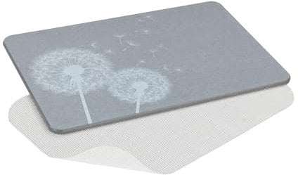 WENKO Badematte Mod. Astera, aus natürlichem Diatomit, rutschfest, wasserabsorbierend und schnelltrocknend, 60 x 1 x 39 cm, Grau