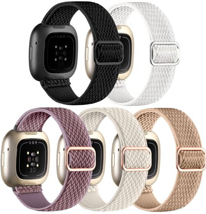 Adorve Compatibile con Fitbit Versa 3/Fitbit Versa 4/Fitbit Sense Band per uomini e donne, regolabile elastico Solo Loop cinturino sportivo in nylon per smart watch di ricambio