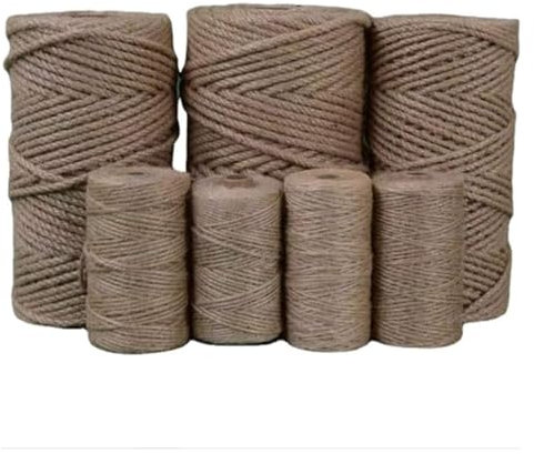 Corde épaisse，Corde de chanvre， Corde de Jute naturelle 4/5/6/8mm, corde de chanvre tressée de 50m, ficelle torsadée à 4 brins, for cadeaux, artisanat de bricolage, décoration, regroupement(4MM 50M)