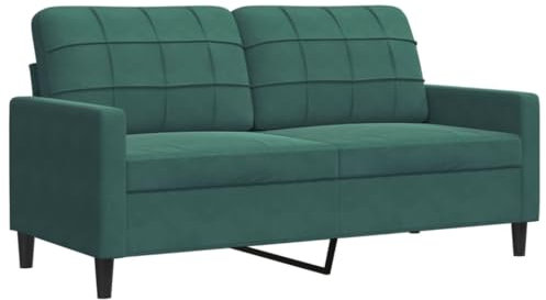 vidaXL Divano a 2 Posti Verde Scuro 140 cm in Velluto, Divano, Divano Imbottito, Divano a Due posti, divani, Divano da Salotto, Divano in Velluto