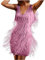 Ninedayx Robe à paillettes – Robe à franges scintillantes pour femme, robe de cocktail, de danse, samba, tango, danse latine, skim, patineur, robe de sortie, robe à paillettes pour femme, A20 Rose,