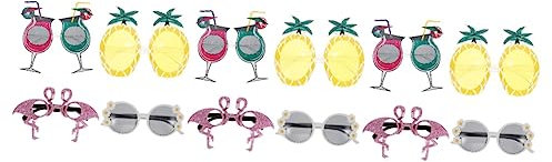 MAGICLULU 12 Pièces Lunettes De Fête Lunettes De Soleil Hommes Lunettes De Soleil Flamant Rose Lunettes De Mode Verres Décoratifs Lunettes De Soleil De Bal Lunettes De Plage Plastique