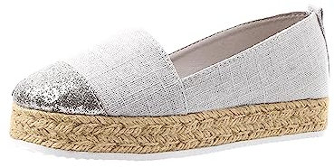 Große Größe Schuhe Weibliche 2023 Europäischen Und Amerikanischen Stil Casual Set Fuß Schuhe Dicke Sohle Farbe Passenden Frauen der Schuhe Pantoletten Goldene Sandalen Absatz Espadrilles (Silver, 39)