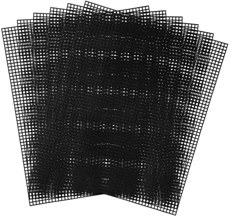 6uds Canvas Lona de Plástico, 28x23cm 5CT Hojas de Malla de Plástico para Bordado Pantalla de Malla de Plástico Tela Punto de Cruz de Plástico para Manualidades de Crochet DIY(Negro)