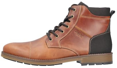 Rieker Men's natural brown leather lace up casual boots F4531 (Brown 24, UK Footwear Size System, Adult, Men, Numeric, Medium, 7.5)