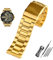 EAMOM Edelstahl-Armband 22 mm 24 mm 26 mm 28 mm Herren-Armband aus massivem Metall für Diesel DZ7333 DZ4344 Uhrenarmband(Golden,28mm)