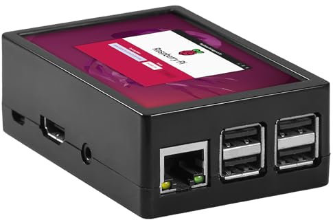 Aurevita Per schermo Raspberry Pi, touchscreen resistivo da 3,5, mini monitor, display 320x480 pixel, con custodia e ventola (monitor per Pi 3)