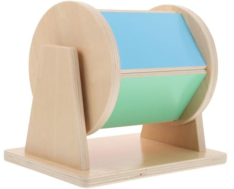 LALADEFIEE Regenbogentrommel Holz Spielzeug Für Kleinkinder Montessori Rotierendes Sensorisches Lernen Entwickeln Farblich