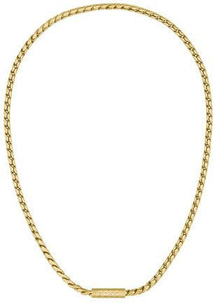BOSS Jewelry Gliederhalskette für Herren Kollektion DORAN aus Gelbgold mit einer Gravierten Plakette - 1580694
