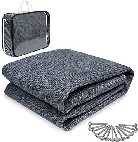 UISEBRT Vorzeltteppich Campingmatte mit Tragetasche + Heringe Atmungsaktiv Zeltteppich HDPE Markisenteppich Zeltunterlage Outdoor Campingteppich Verschiedene Größen Bläulich-grau (250 x 250 cm)