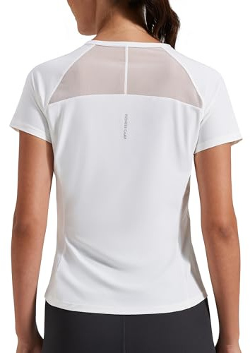 Pioneer Camp Damen Sport T-Shirt Kurzarm, Atmungsaktiv Schnelltrocknend, Funktionsshirt mit Netzeinsatz am Rücken, Figurbetontes Laufshirt für Fitness Gym Yoga Outdoor