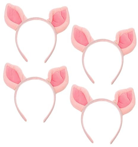 CALLARON 4 -Têtes Oreilles De Cochon Roses, Bandeau Oreilles De Cochon, Bandeau D'animaux D'Halloween Cosplay pour Maquillage, Yoga, Fête et Photos - Style Kawaii Rose