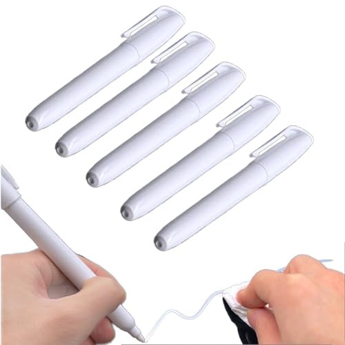 Nurila Kreidestifte für Tafel Abwaschbar, 5 Stk Weiß Kreidestifte Abwaschbar, Whiteboard Marker Fenstermalstifte Fensterstifte Tafelstifte Metall, Keramik für Erwachsene