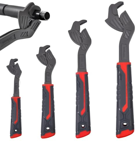 SPEEDWOX Selbstjustierende Rohrzange, multifunktional, selbstsichernd, Schraubenschlüssel-Set, 15,2 cm, 20,3 cm, 25,4 cm, 30,5 cm, 30,5 cm, 3 Seiten, Kraftgriff für Rohre, breite Verwendung auf Rohren