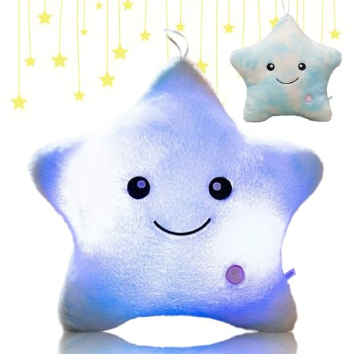 Shengou Weihnachten Kissen Stern LED, kuschelkissen LED,Kissen Deko, Leuchtendes Sternenkissen, Sternkissen Flauschiges, für Weihnachten,Geburtstag,Schlafzimmer Deko