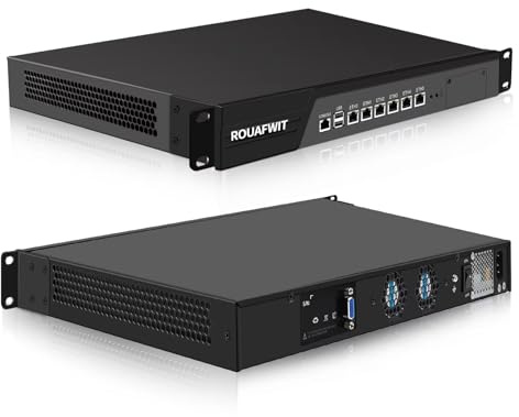 ROUAFWIT 1U Firewall Appliance, Core i9-9900, 6 x i226V 2.5GbE LAN, OPNsense, 1U Network Rackmount 19 Inch, VGA, Console, USB, DDR4 0G RAM 0G SSD,Barebone