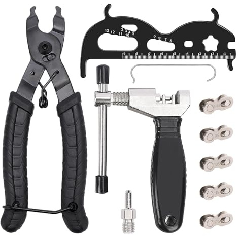 Tel Charme * Bike Chain Tool Repair Kit - Bike Chain Tool Bike Chain Removal Tool Set with Bicycle Chain Breaker & Plier & 5 Pairs Chain Quick Link for 6/7/8/9/10/12 Speed