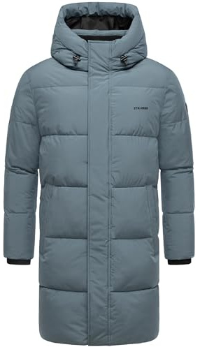 STONE HARBOUR Herren Steppmantel mit kuscheligem Fleece-Innenfutter warmer Wintermantel mit großer Kapuze Hadrieen XX S-3XL