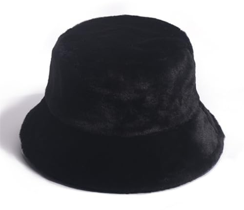 Codulu Winter-Bucket-Hat aus Kunstpelz,warme Plüschmütze in Unifarben,Fischerhut,Flauschige Mütze für Damen,Mädchen,Jungen und Herren–Geschenk