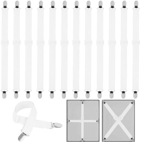 KALBIGRO 12 Piezas Sujeta Sabanas Bajeras, 30-130 cm Pinzas Sujeta Sabanas, Tensor de Sábana Bajera, Elásticos para Sabanas para Sábana Bajera Fundas de Colchón Sofá, Tablas de Planchar