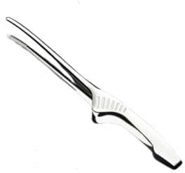UTILYTAIS Pinzas de Cocina Profesional de Acero Inoxidable - Pinzas de Precisión Rectas para Carnes - Tenaza para emplatar - Clip corte jamón - Pinzas chef profesional. (Plata, 24cm)