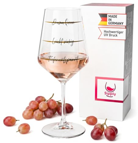 Sipply Weinglas mit Spruch Drama Queen 0,5l Glas lustig für Spritz Getränke Cocktails Sekt Schorle Bowle oder Saft