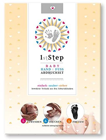 Magisches BABY HAND- UND FUSS ABDRUCKSET - Inkless Touch: ohne Farbe, ohne Gips, direkt auf beschichtetem Papier (5 Bögen) - vonBaby's 1st Step (schwarz)